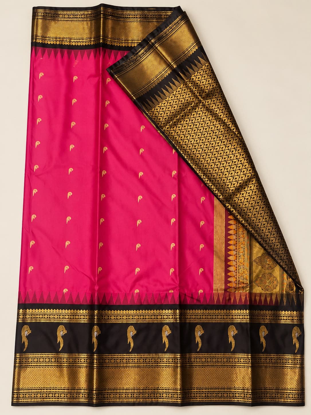 Pink semi saree