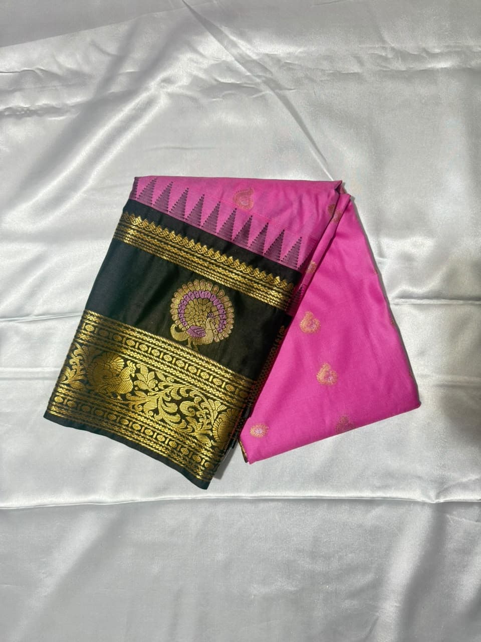 pink plain - Pure Mulberry Silk • Handloom Pit Loom / Kadwa